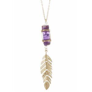 Retro 14kt Gold Plated Purple Agate Pendant Necklace
